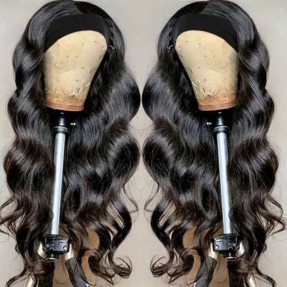 Body Wave Headband Wig Human Hair Wigs Put On And Go 200% Density Brazilian Hair Headband Wig Non Lace Front Human Hair Wigs