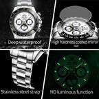OLEVS 6654 Luxury Brand Original Automatic Man Watch Stainless Steel Waterproof Moon Phase Dual Calendar Mechanical Wristwatches