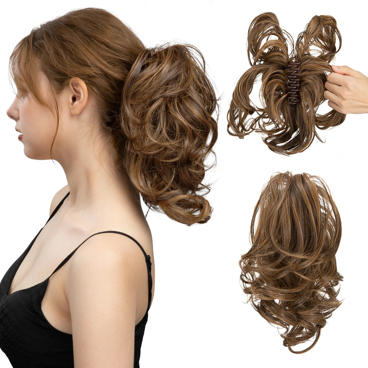 Synthetic Diy Claw Clip In Ponytail Hair Extensions Hairpiece Hair Bun Fake Black Blonde Natural Hair False Pigtail for Women