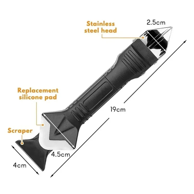 5 in 1 Caulking Tool Glass Glue Scraper Sealant Finishing Replacement Tips for Home Improvement Silicone Squeegee Caulk Remover