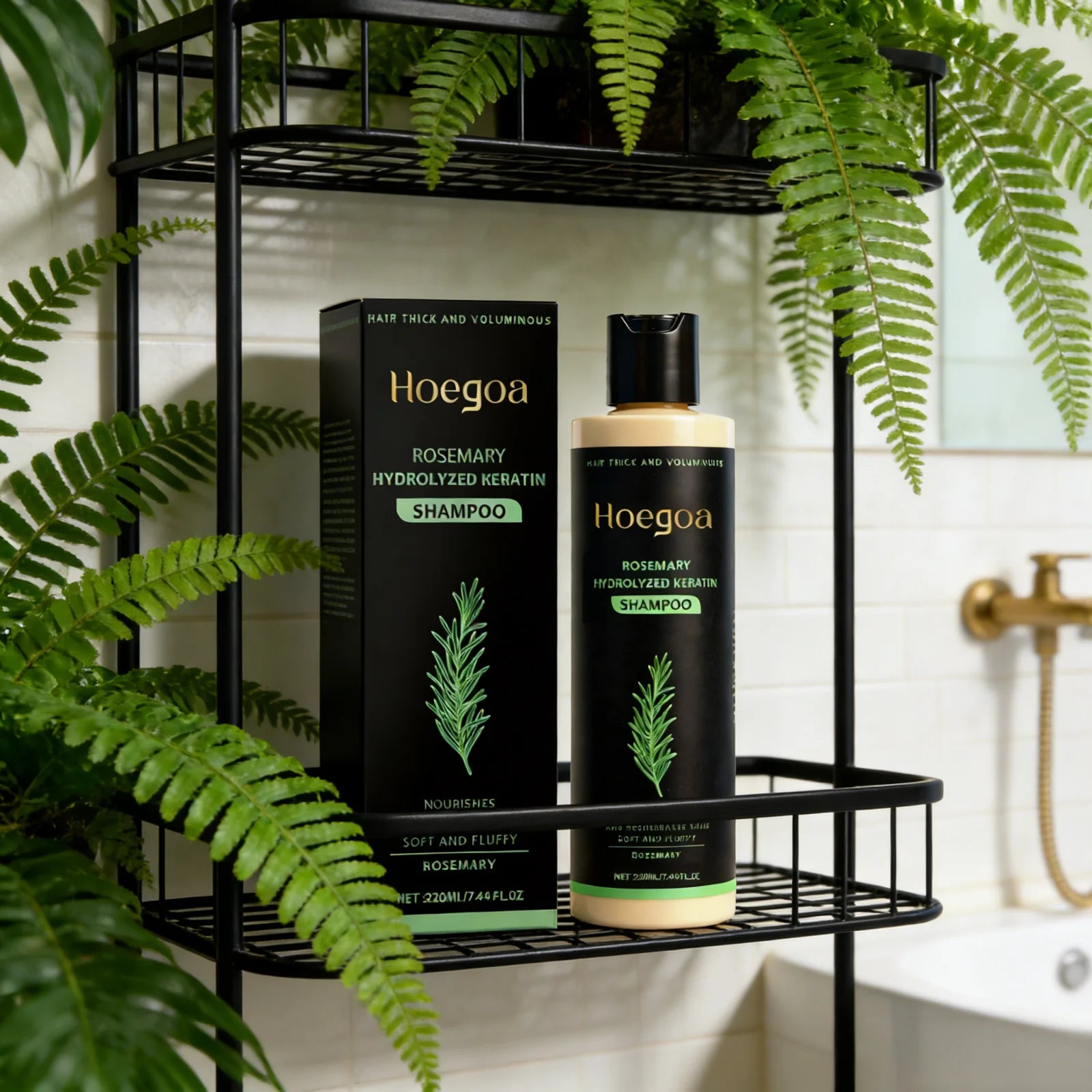 Hoegoa Rosemary Hydrolyzed Keratin Shampoo Strengthening Hair Cleaning Lightweight Hair Loss Treatment Hair Regrowth Shampoo