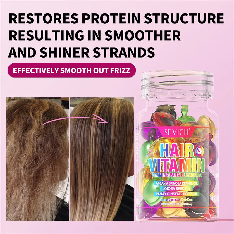 MIX Hair Vitamin Capsule Hair Treatment Oil Fast Restore Frizzy Hair Soft Smooth Shiny Keratin Complex Oil Hair Care Capsules