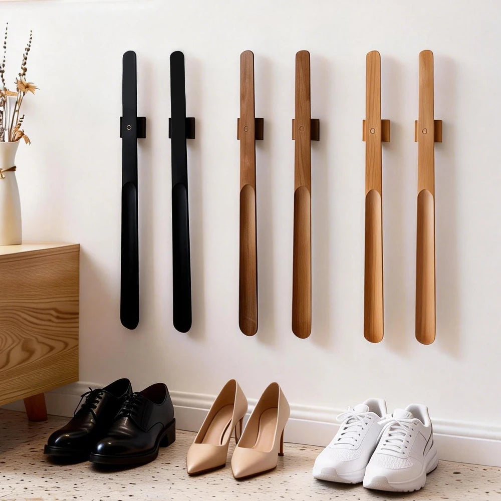 Premium Beech Wood Magnetic Shoe Horn 55cm - Luxury Design, Magnetic Adsorption, Ideal for Elderly, Pregnant, Home Use