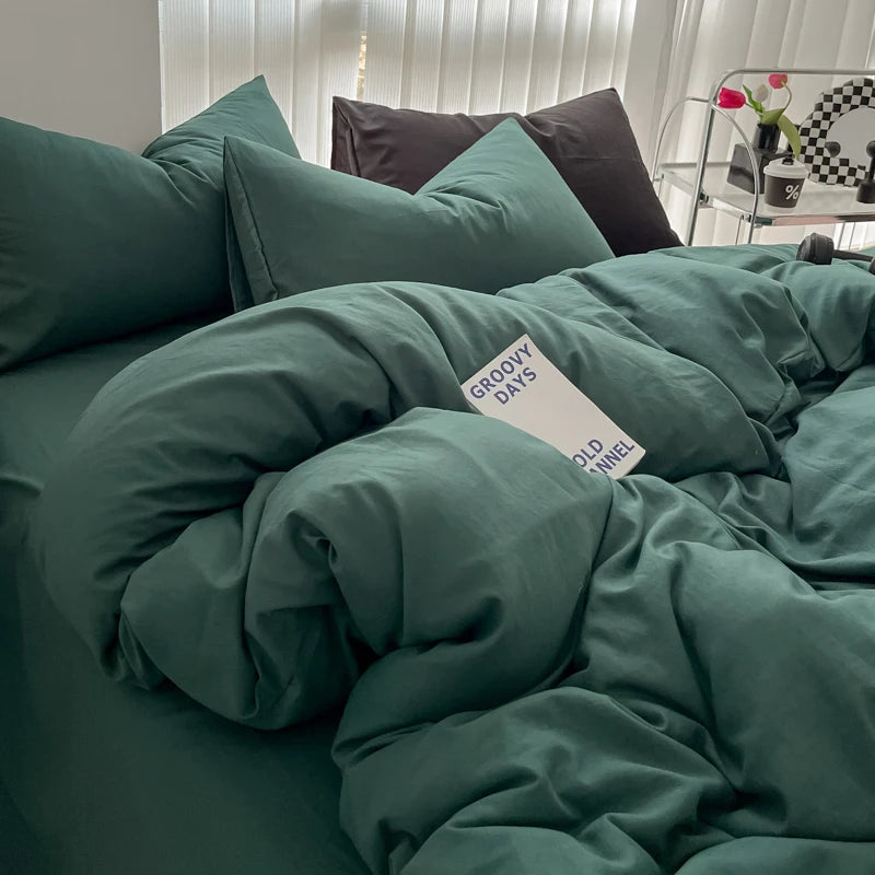Cozy Bedding Set 3Pcs,1 Duvet Cover with Zipper Closure,2 Pillowcases,Solid Color,Super Soft, Machine Washable, Colorfast