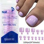 120Pcs-set Summer Short Square Press On Toenails Full-Cover Gradient French Square Acrylic Nail Tips Nude Pink Glossy Toenails