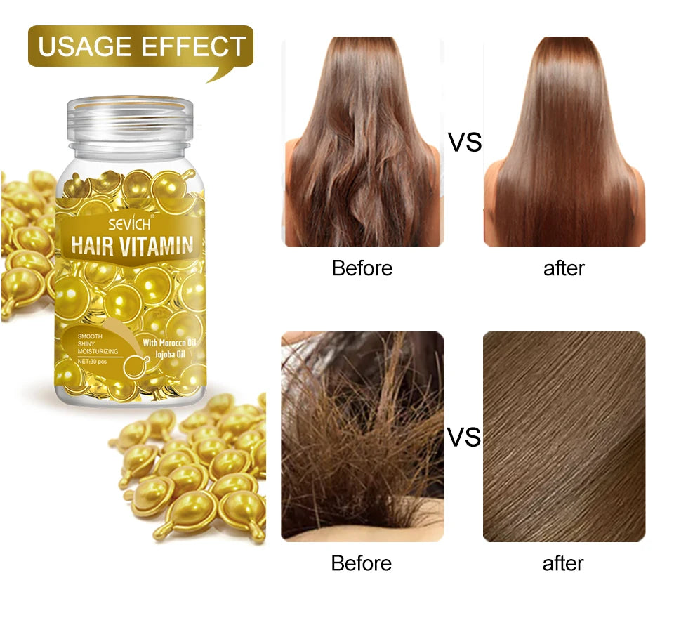 3IN1 Keratin Complex Oil Hair Vitamins Capsule Smooth Silky Hair Mask Repair Thermal Protection Hair Serum Oil Anti Hair Loss