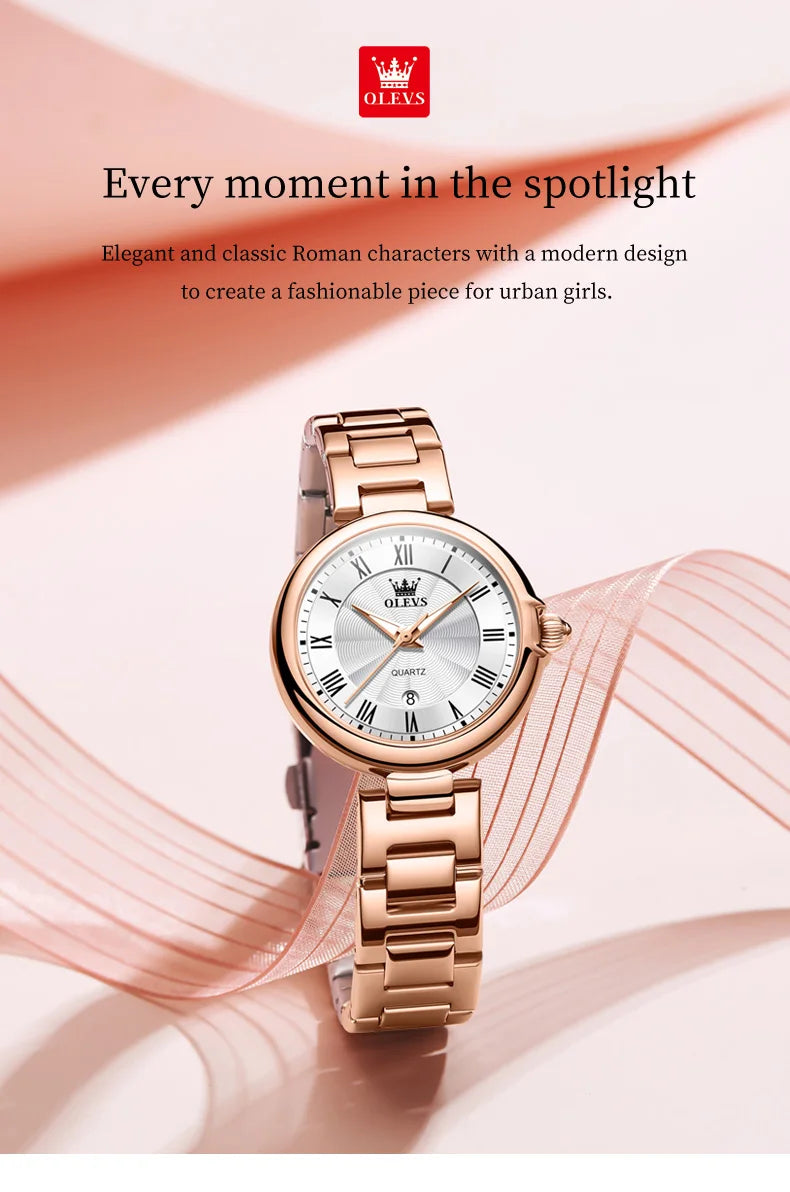 OLEVS 5608 Women Fashion Watch Stainless Steel Calendar Night Light Watch Original Brand Elegant Women Quartz Watch Reloj Mujer