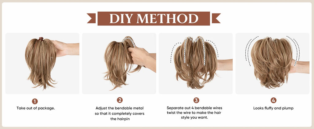 SARLA Synthetic Diy Claw Clip In Ponytail Extension Hairpiece Hair Bun Fake Blonde Hair False Pigtail for Women