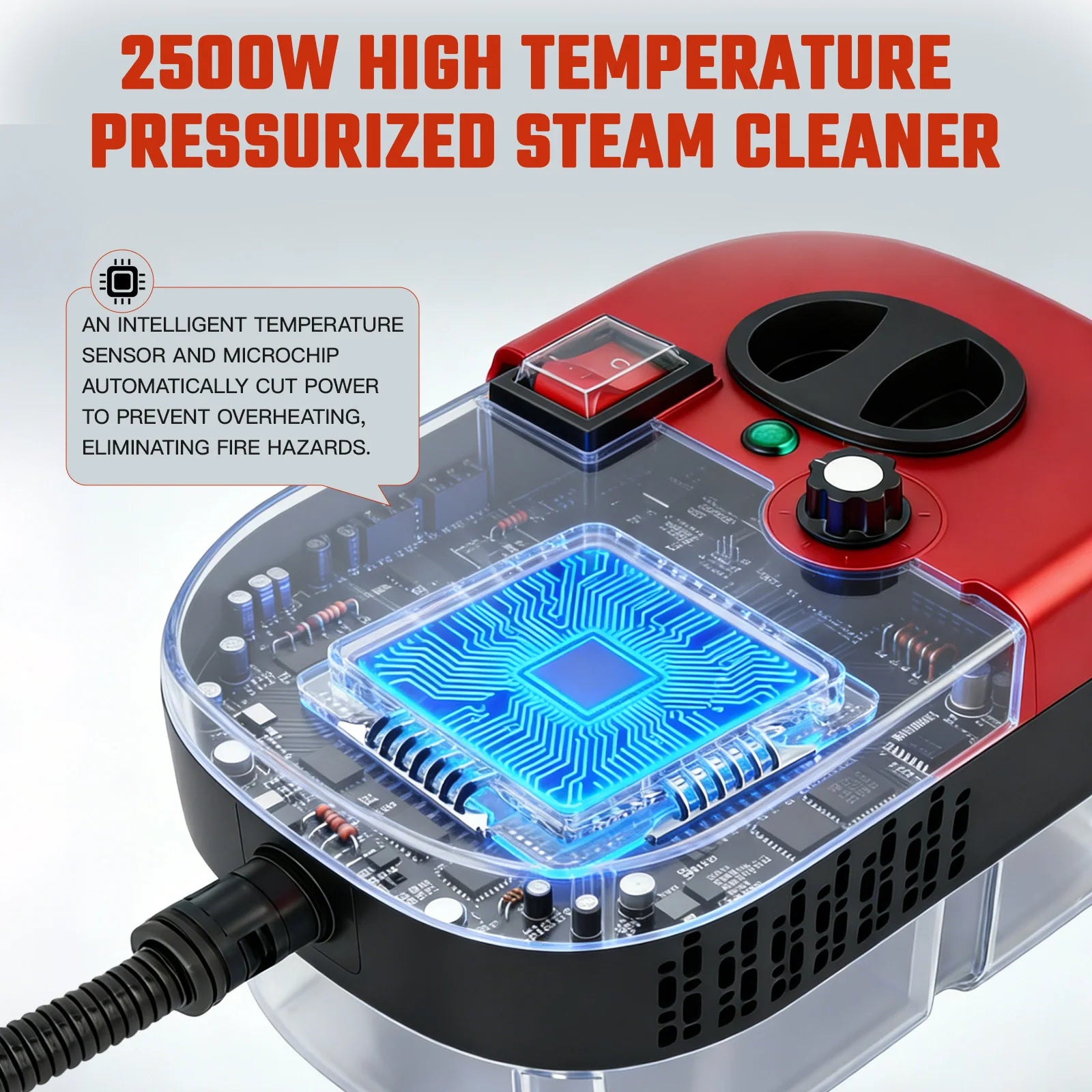 2500W Portable Handheld Steam Cleaner High-Temperature 1200ML Adjustable 105°C 6 Levels 20 Accessories With Brush Heads