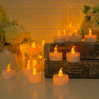 12/24Pack Battery Tea Lights LED Realistic Flameless Flickering Warm Yellow Candle Holiday Gift for Party Wedding Home Decor