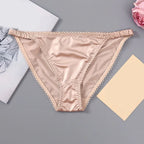 For Female Thin Silky Briefs Womens Briefs Sleep Wear Silky Lace Panties For Women Briefs Medium Stretch Polyester Fabric