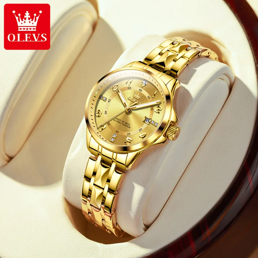 OLEVS Luxury Brand Couple Watch Classics Dual Calendar Wristwatch for Men and Women Waterproof Lover's Watch Set Gift Box