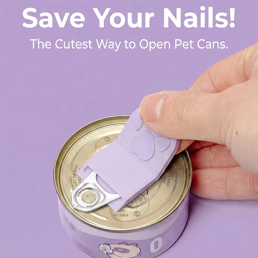 3D Printed Creative Cat Paw Shaped Pet Food Can Opener, Multifunctional Portable Cat Food Can Opener, Safe and Easy to Grip