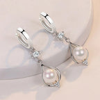 925 Sterling Silver Water Drop Natural Pearl Earrings for Women Wedding Gift Fashion Jewelry