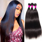 Unprocessed Brazilian Straight Human Hair Bundles Natural Color Raw Remy Hair Weave Extensions for Women