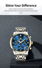 OLEVS 3639 Top Brand Original Luxury New Quartz Watch Stainless Steel Watch For Men Waterproof Luminous Moon Phase Mens Watch