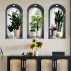 18 Styles Simulated Archway Niche Potted Plant Painting Wall Stickers Bedroom Living Room Hall Peel & Stick Art Mural Decals