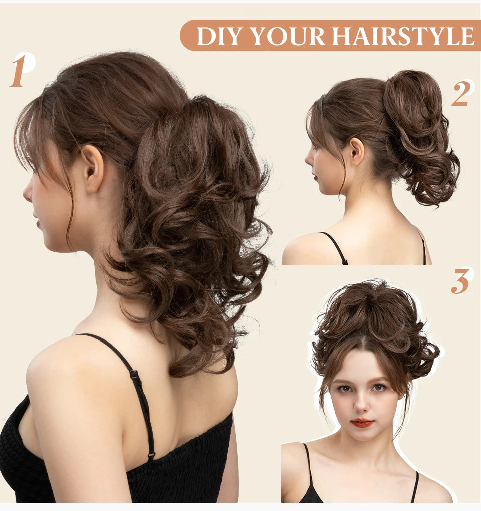 Synthetic Diy Claw Clip In Ponytail Hair Extensions Hairpiece Hair Bun Fake Black Blonde Natural Hair False Pigtail for Women