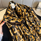 Spring Autumn Leopard Silk Scarf Women's Luxury Design Smooth Scarf Soft Shawl Beach Sun Protection 80x180cm Foulard Bandana