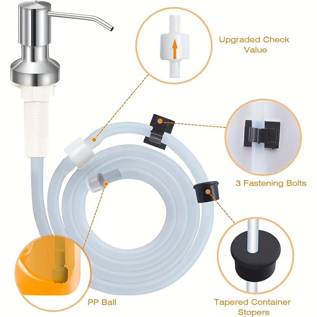 Sink Soap Dispenser for Kitchen Sink, Countertop Built in Sink Soap Dispenser with 40 Inch Extension Tube Kit