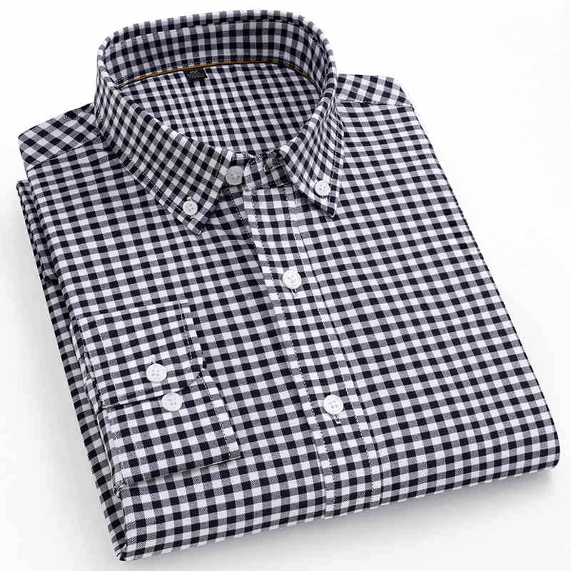 High Quality 100% Cotton Fashion Korena Popular Plaid Shirts for Men Slim Fit Formal Casual Shirt Trends Elegant Office Clothes