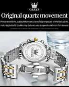 OLEVS 2858 Men's Watches Stainless Steel Waterproof Anti-Scratch Moon Phase Luminous Chronograph Luxury Quartz Men's Wristwatch
