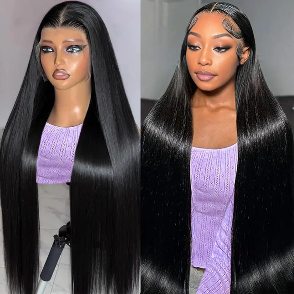 36 40 Inch 200 Density Frontal Wig For Black Women Brazilian Wigs Human Hair 5x5 Bone Straight HD Transparent Lace Front Wigs