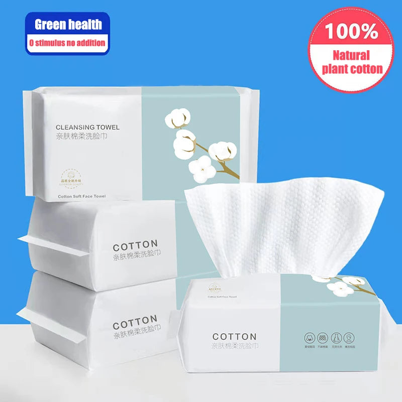 1 Pack 30 Count Thickened Disposable Face Towel 100% Cotton Soft Fabric Travel Cleansing Dry Wet Makeup Remover Pearl Cotton Reu