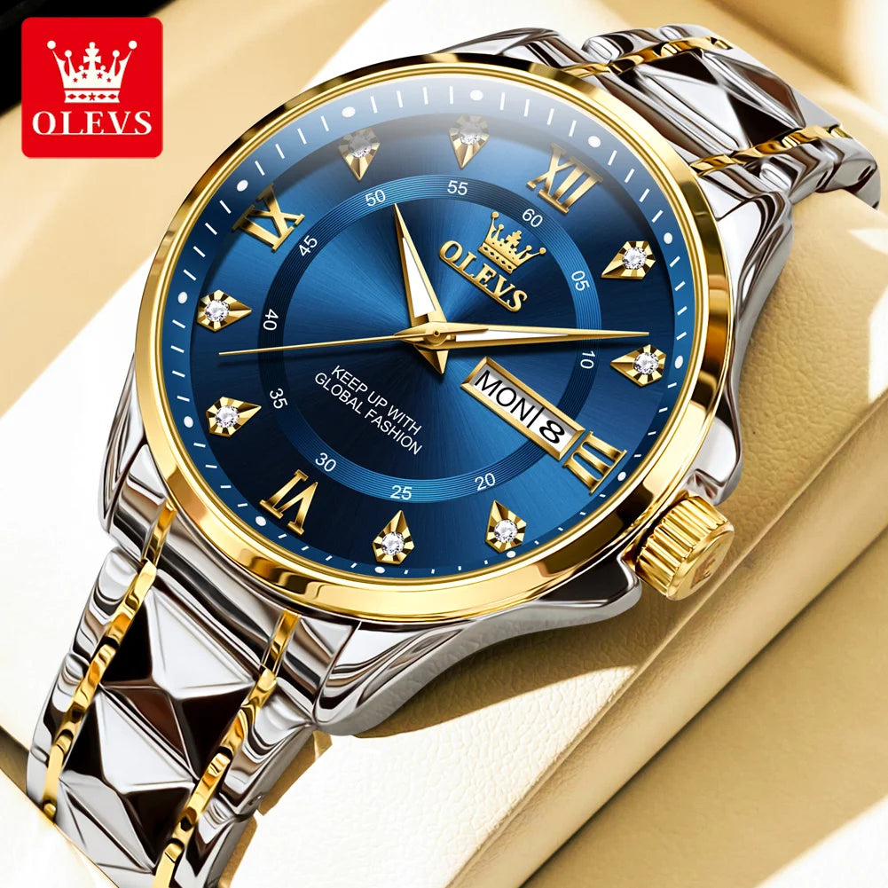 OLEVS 2906 Luxury Original Wristwatch For Man Luminous Week Date Waterproof Classic Business Dress Men's Quartz Watch