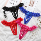 Women Lace Panties Thongs Pearl Pendant Embroidery G-String T-Back Briefs Underwear Ladies Panties Sexy Lingerie Female Pants