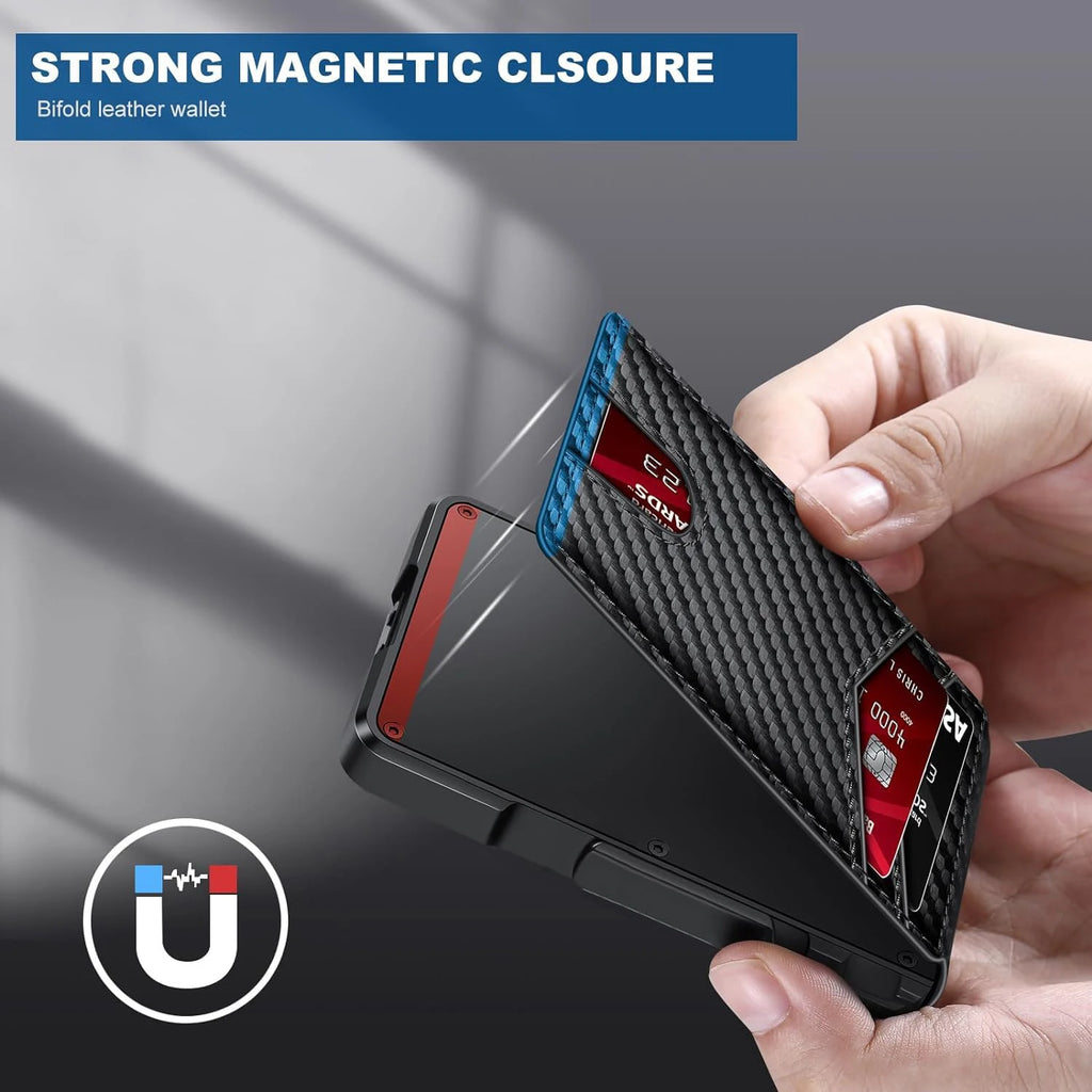 Hot Sale Men's Minimalist Card Holder Carbon Fiber for pop RFID Wallet Anti-theft & Anti-rfid Leather Metal Aluminum Cash Folder