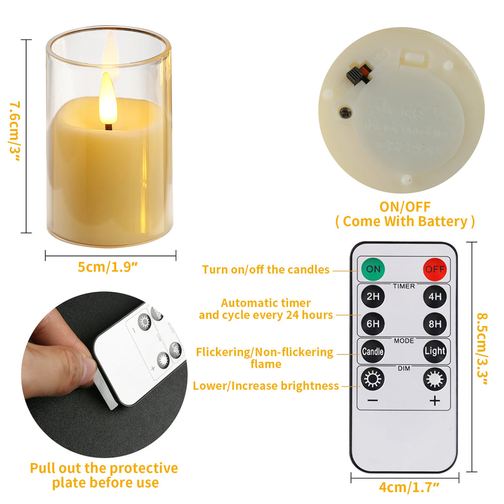 Flameless LED Electronic Candle with Remote Control LED Lighting with Flickering Flame Tea Lights Wedding Party Home Decor