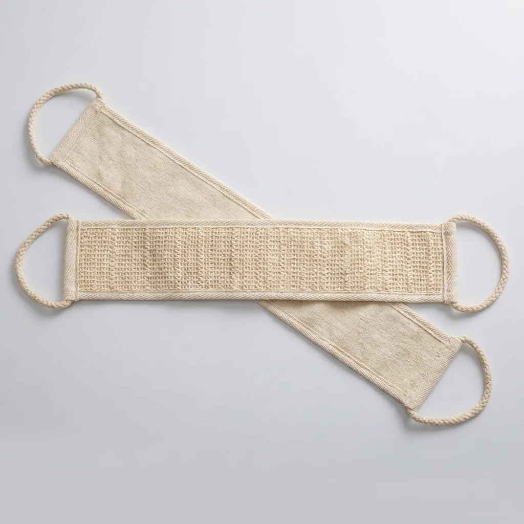 Natural Sisal Long Back Scrubber with Rope, Deep Cleaning Exfoliating Bath Towel Strip, Body Massage Loofah for Shower Spa Home