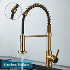Brushed Nickel/Black Kitchen Faucet Single Handle High Arc Pull down Spray Sink Faucet with Lever Handle in Stainless Steelk