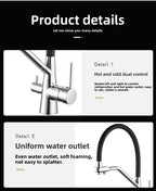 360 Rotate 3-in-1 Kitchen Sink Faucet Water Filter Tap Purification Mixer for Hot Cold and Purified Drinking Water