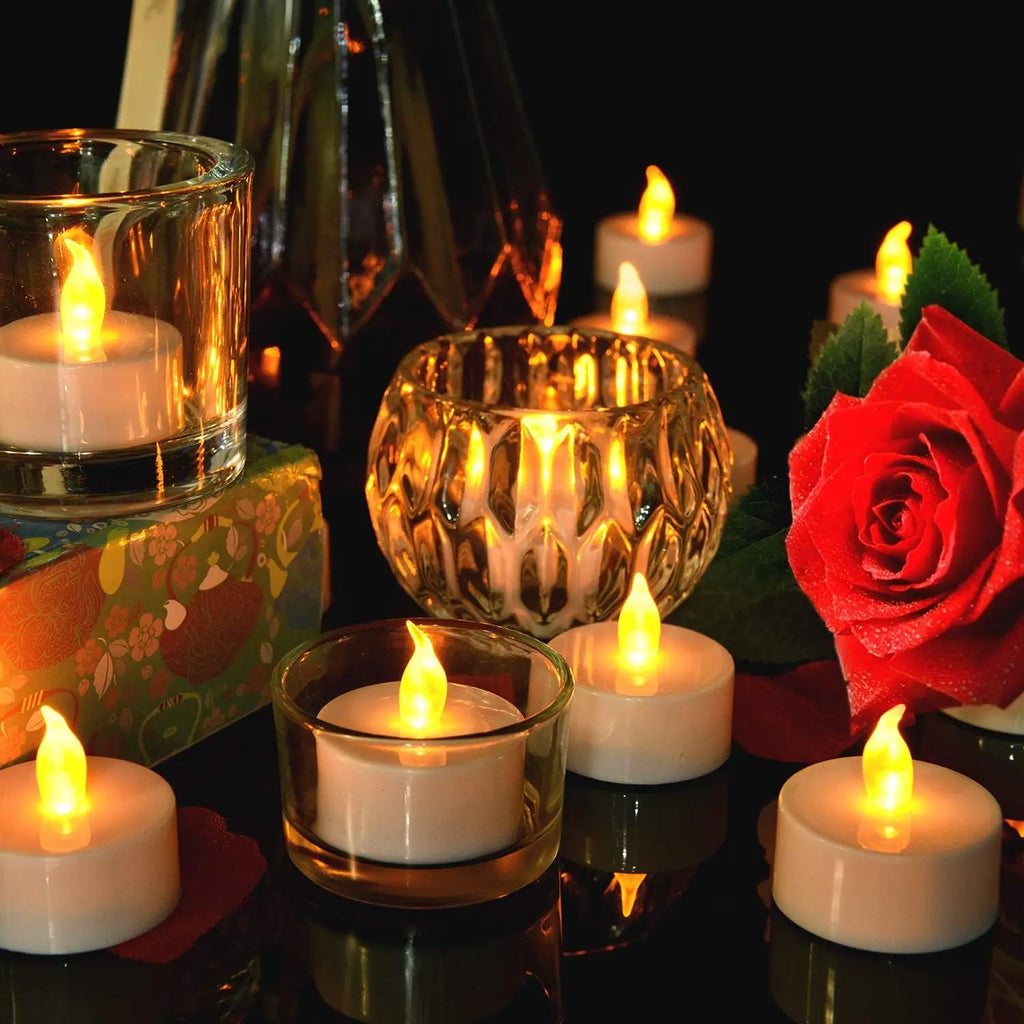 Flameless LED Electronic Candle Dropping Wax Tea Light Realistic Flames Led Lamp Christmas Halloween Wedding Home Decor