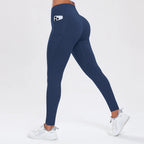  Women Leggings With Pockets Solid Color High Waist Butt Lifting Workout Tights Slim Elastic Pants Casual SportWear