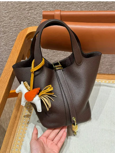 Brand Bucket Bag 18 22CM Women's Bags Trend 2026 Handbag Genuine Leather Luxury Designer Hand Bag Ladies New In Tote Bag