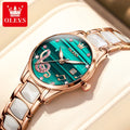 OLEVS 3605 Women's Watches Top Brand Fashion Mechanical Wristwatch Zircon Scale Watch for Ladies Waterproof Chronograph Date