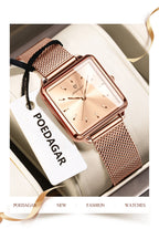 POEDAGAR Square Fashion Ladies Watch Waterproof Stainless Steel Mesh Watch For Woman Elegant Women's Quartz Watches Female Reloj