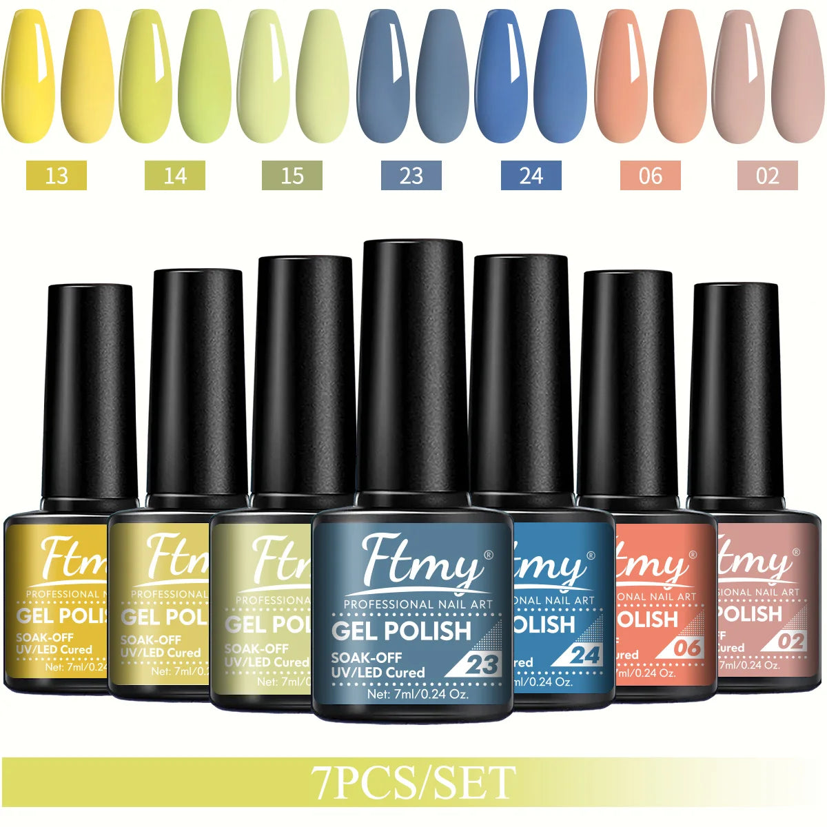 7pcs 7ml Gel Nail Polish Set Popular Color Gel Polish Soak Off UV LED Semi-Permanent Nail Gel Polish Manicure Varnish DIY Starte