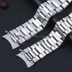 Curved End Watchband Men Women Metal Bracelets 20mm 22mm Stainless Steel Sport Strap Universal Replacement Wristband Accessories