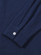 Autumn men's clothing 2025 new item men's solid color cotton and linen shirt stand up collar cardigan long sleeved casual busine