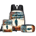 Football Print 3Pcs/Set Backpack with Messenger Bags ,Pencil Bags for Boy/Girl Best Gift Cartoon Student School Bags