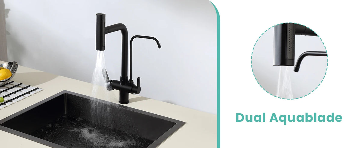 3 Way Pure Water Filter Kitchen Faucets Black Pull Out Filter Kitchen Sink Faucet Hot Cold Mixer Tap Pull Down Kitchen Faucet
