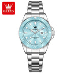OLEVS Luxury Stainless Steel Waterproof Quartz Watch for Women Fashion Calendar Luminous Womens Wristwatch Sport Clock reloj