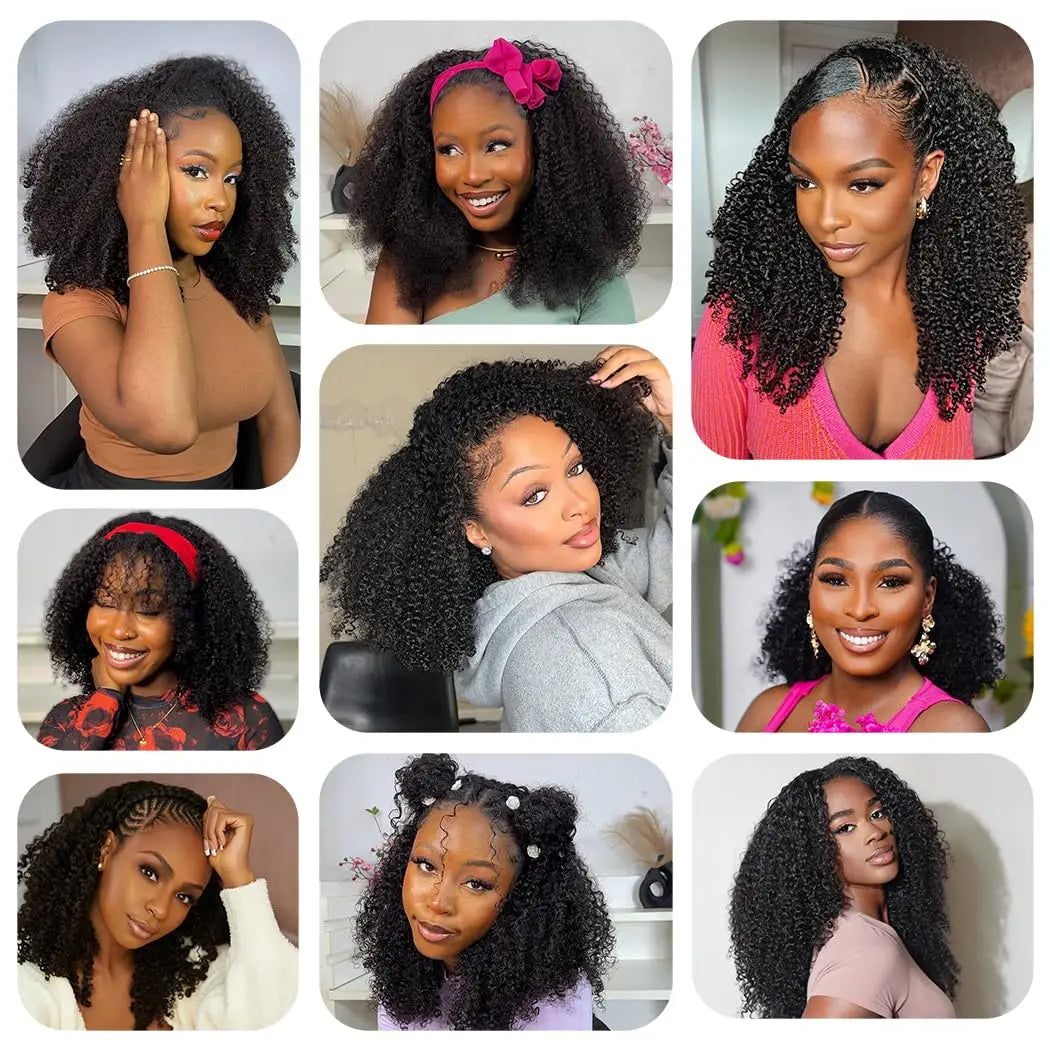 200% Density 20 Inch Body Wave Headband Wig Human Hair for Black Women None Lace Front Wigs Wear And Go Machine Made Headband