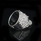 Fashion Punk Rhinestones Skull Rings Hiphop Glitter Silver Color Crystal Gothic Finger Ring for Women Men Party Jewelry Gift