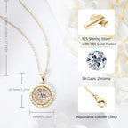 OXTAO Ladies Compass Pendant Necklace 925 Sterling Silver Cubic Zirconia Luxury Jewelry Elegant Accesse Stylish Party Necklaces