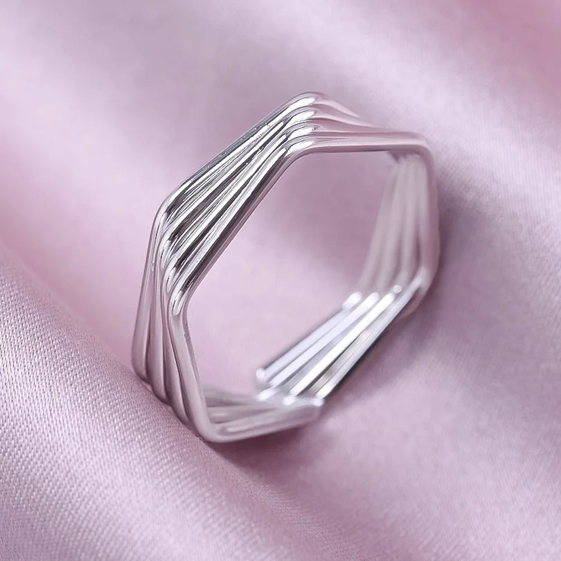 Simple Geometry Fashion Stainless Steel Open Rings For Women Men Accessories Silver Color Heart Sun Round Blank Base DIY Anillos